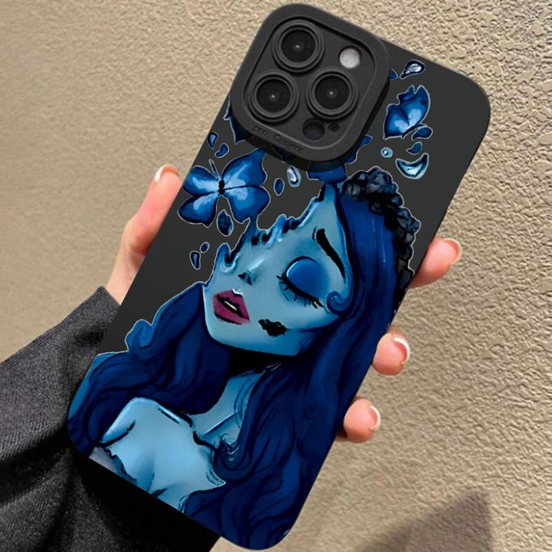 Blue Girl Pattern Phone Case, Decorative Phone Protector Cover, Phone Accessories Compatible with iPhone 11 12 13 14 15 16 Pro Max