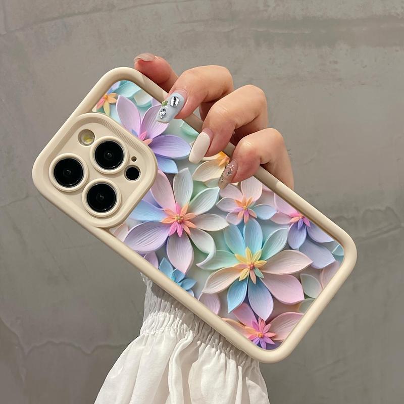 Flower Pattern Phone Case, 1 Count Anti-drop Cellphone Protective Case, Total Protective Shockproof Mobile Phone Cover for iPhone 16 15 14 13 12 11 Pro Max