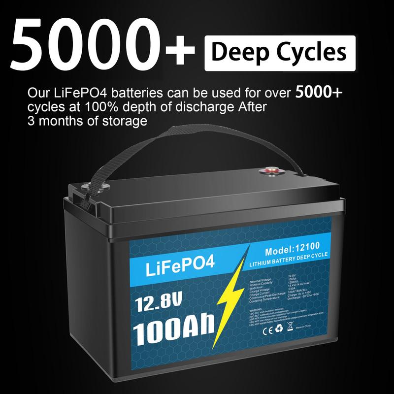 LiFePO4 Deep Cycle Rechargeable Lithium Battery, Over 5000 Life Cycles, Built-in BMS, Backup Power Perfect for RV, Camper, Van, Marine, Off-Grid Home Energy Storage-Core Series,Trolling motor, Maintenance-Free