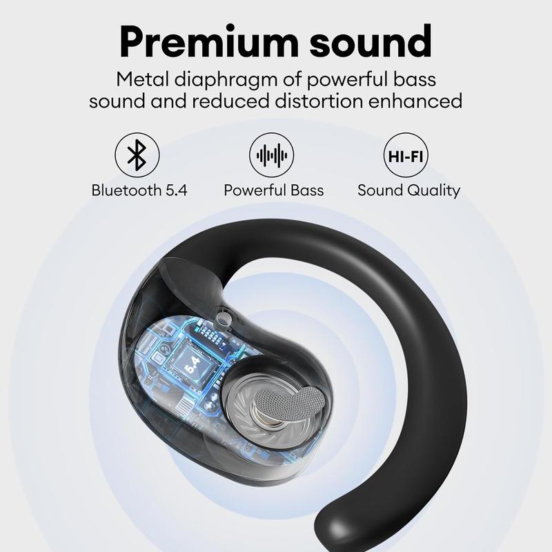 HY-T26 Headphones for Sports Earbuds, HY-T26 Earphone, Earbuds Wireless Bluetooth, Bluetooth 5.4, HiFi Stereo Sound, Continuous Use for 36H, Portable Charging Case with Lanyard for Running