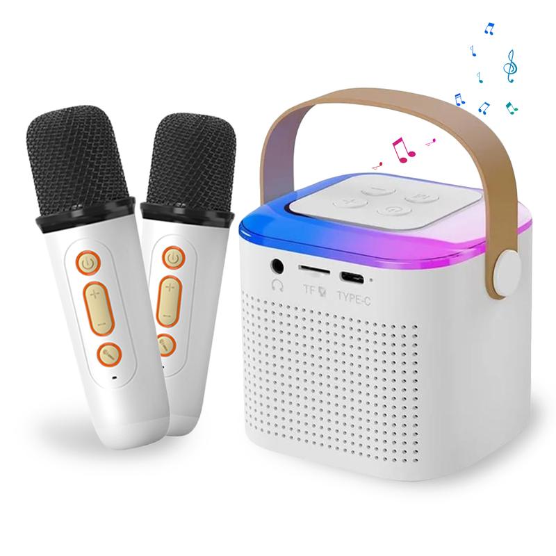 Fall Portable Wireless Karaoke Speaker with Microphone,HIFI Stereo Sound Subwoofers,KTV Speaker Subwoofer with RGB Colorful LED Lights,Karaoke Machine Sound System for Outdoor Sports Travel, Audio Device,Room Accessories