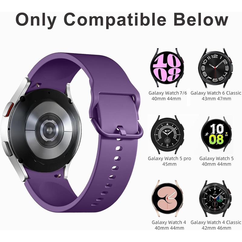 5 Pack Bands Compatible with Galaxy Watch 7 6 5 4 Band 40mm 44mm  Galaxy Watch 6 4 Classic Band 43mm 47mm 46mm 42mm Watch 5 pro 45mm,Active 2 Band, 20mm Band Soft Silicone Sport Band Women Men