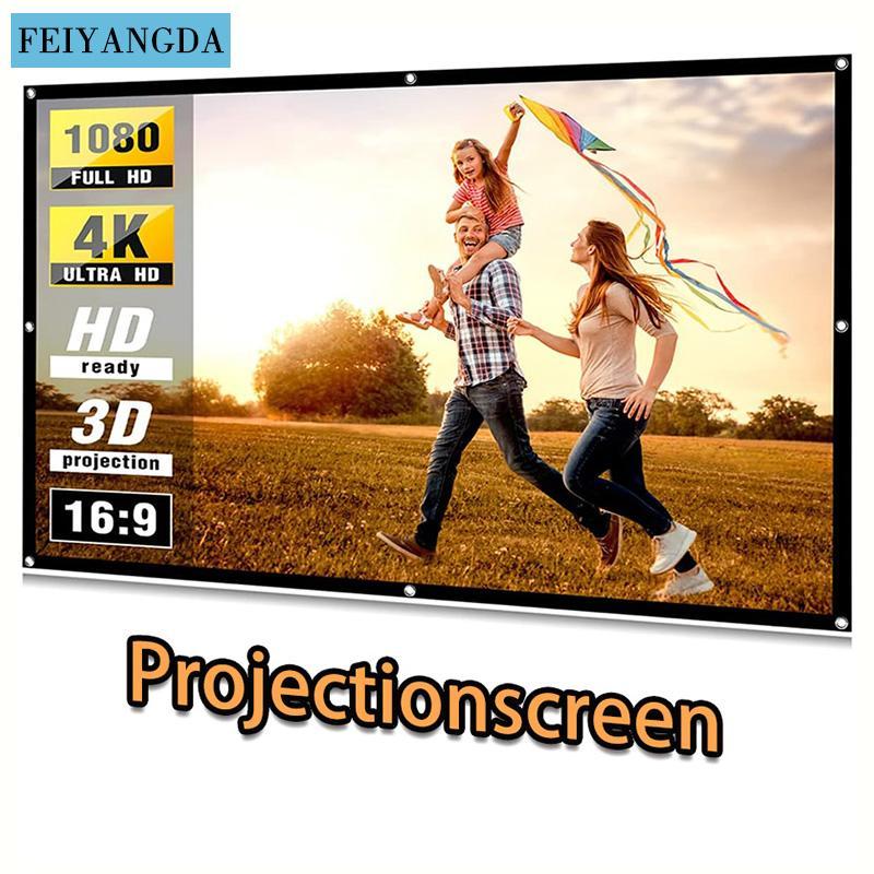 72 Inch Projector Screen, Foldable Portable Anti-wrinkle Indoor Outdoor Projector Screen, Double-sided Video Projector Screen for Home, Party, Office, Classroom