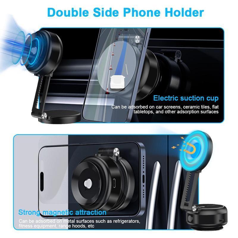 Foldable & 360° Rotatable Magnetic Car Phone Charging Holder, Dual Stable Base Magnetic Car Phone Holder for Most Cell Phones, Double Side Phone Holder, Cellphone Car Holder, Car Accessory, Car Mirror Phone Holder