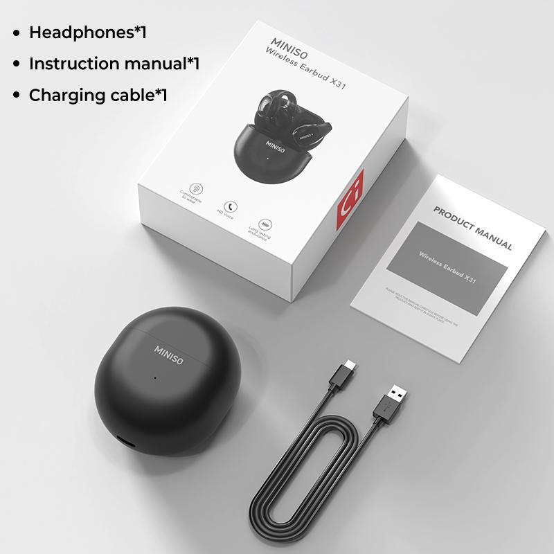 MINISO X31 Wireless Ear Clip Bone Conduction Earphone, Noise Cancelling Bluetooth-compatible Earbuds, HiFi Sound Quality Earbuds for Calling, Exercising