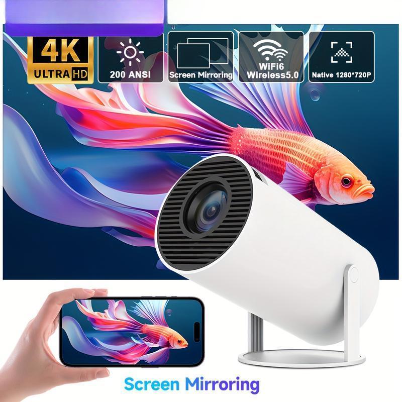 Support 4K Projector Dual Wifi HY300same Screen EU Plug Hi-Chip A3100 200ANSI 1280*720P Dual Wifi Home Theater Outdoor Portable