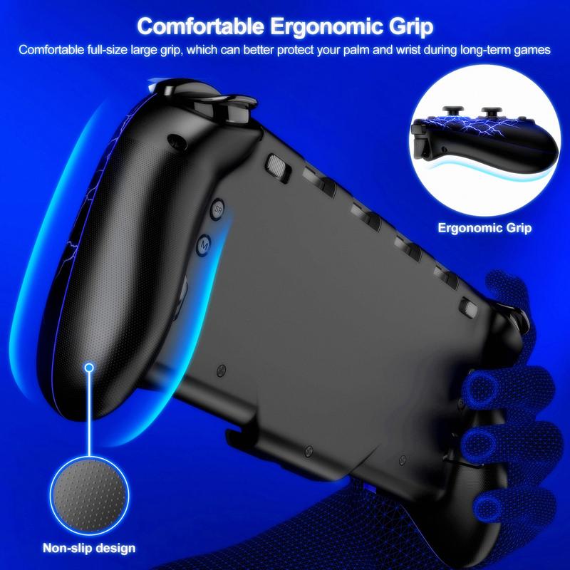 Switch Controllers, Hall Effect Joystick (No Drift) Switch Joypad for Nintendo Switch OLED, Full-Size Grip Wireless Switch Pro Controller with 9 Color Lights. Ideal for Those Who Prefer Handheld Mode