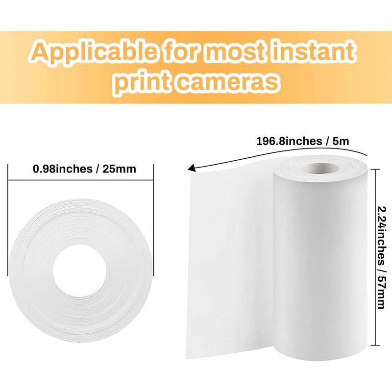 15 Rolls Instant Camera Refill Print Paper, HD Paper Camera, izoom Print Camera Paper Refill for Most  Instant Camera (57X25mm) Accessories Smartphone