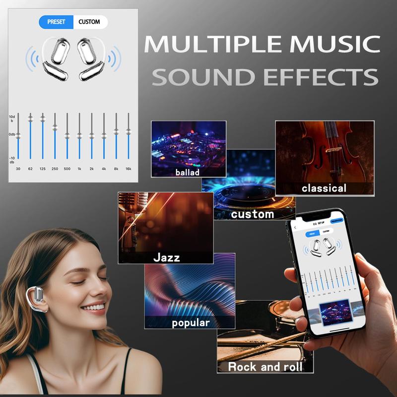 AI Wireless Bluetooth-compatible Earphone, Open-ear Design Earbuds with Real-time Translation in Over 100 Languages, Hands-free Communication Earbuds for Travel & Daily