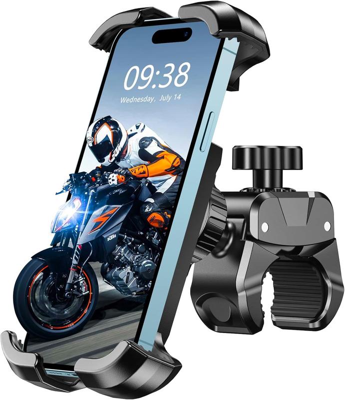 Fovbun Motorcycle Phone Mount, Compatible Scooter Handlebar stand Accessories Holder bicycle phone Landscape Silicone Smartphone Protection