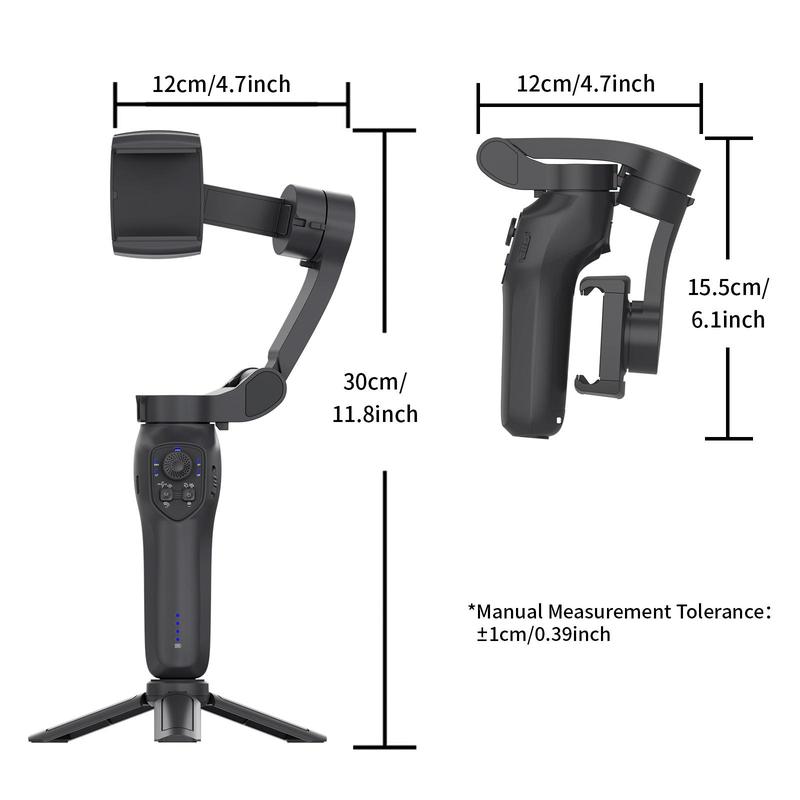 3-axis Mobile Phone Stabilizer, AI Tracking Intelligent Face Tracking Gimbal, USB Rechargeable Face Tracking RGB Light Gimbal for Mobile Phone