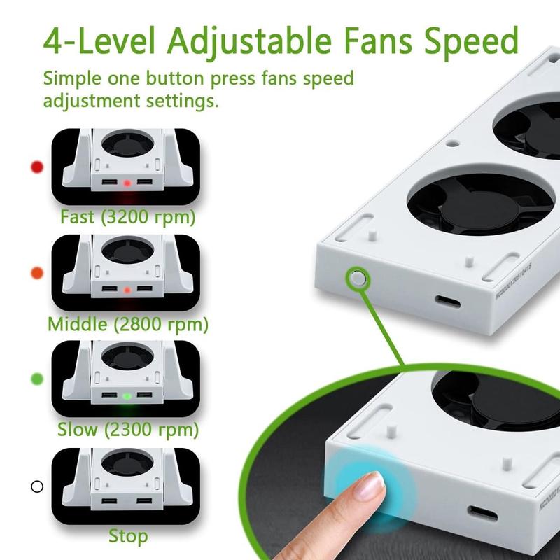 Vertical Stand with 3 Level Adjustable Speed Cooling Fan & 2 USB Ports, 1 Count Cooling Vertical Stand for Xbox Series S