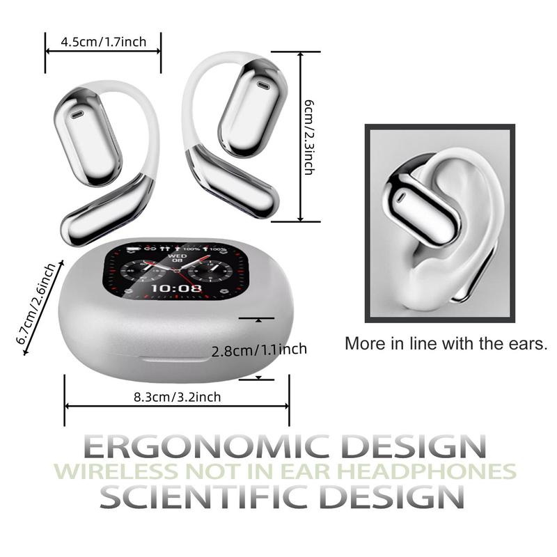 AI Wireless Bluetooth-compatible Earphone, Open-ear Design Earbuds with Real-time Translation in Over 100 Languages, Hands-free Communication Earbuds for Travel & Daily