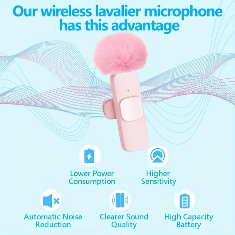 Wireless Microphone, USB Rechargeable Omnidirectional Sound Reception Microphone, Noise Cancellation Microphone for Mobile Phone