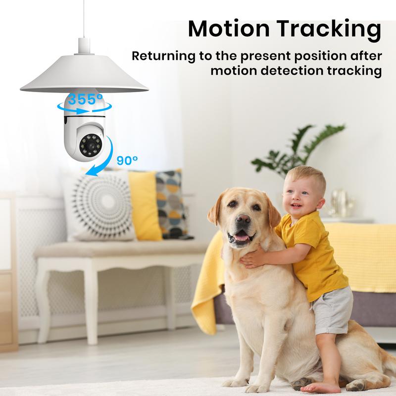 Light Bulb Camera, Bulb Security Camera 2.4Ghz WiFi Wireless Home Monitoring Camera, Motion Detection, Two-Way Audio, HD Night Vision, Pan Tilt, SD & Cloud Storage, Best Christmas Gifts