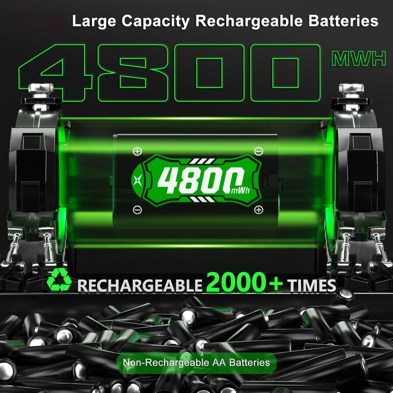 Ponkor Galaxy 2×4800mWh Rechargeable Battery Pack for Xbox Controllers - High-Capacity, Long-Lasting, Fast Charging, Rechargeable Batteries with 6-LED Mode Charging Dock, Compatible with Xbox One, Xbox One Elite, Xbox One S X and Xbox Series S X, Console