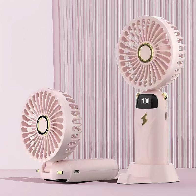 Portable 1200mAh Mini Foldable Fan, USB Rechargeable Handheld Cooling Fan, Digital Display Desktop Fan, Portable Fan for Office, Student, Outdoor, Travel