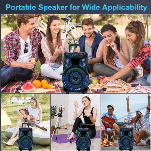 Wireless Party Speakers 15 inch Portable loud PA Speaker With Stands Rechargeable Karaoke DJ Subwoofer Microphone Remote Control Bluetooth FM Radio LED Lighting