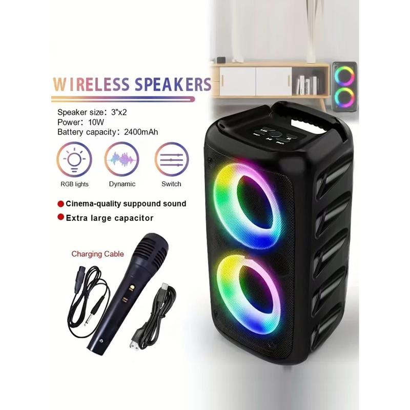 Wireless Speaker With Subwoofer, Large Boombox Speaker, Stereo Speaker, Subwoofer, Outdoor Wireless Speaker, Party Disco Light, TWS, TF, AUX, MIC