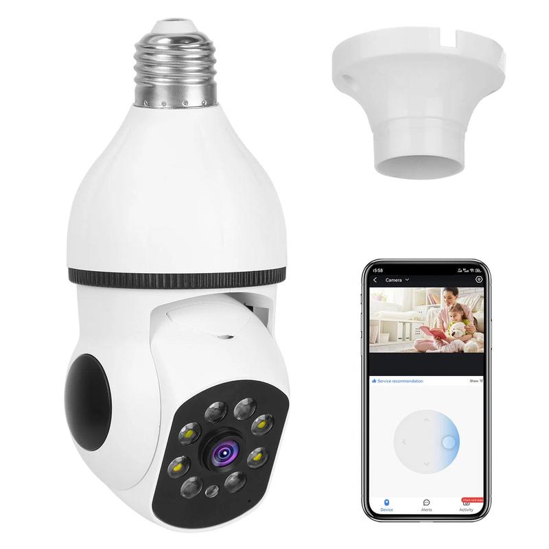 1080P Indoor Security Camera, FHD WiFi Light Bulb Camera, 360° Wireless Surveillance for Indoor and Outdoor Use, Motion Detection, Two-Way Audio, APP Control, Color Night Vision, Siren Alarm, White