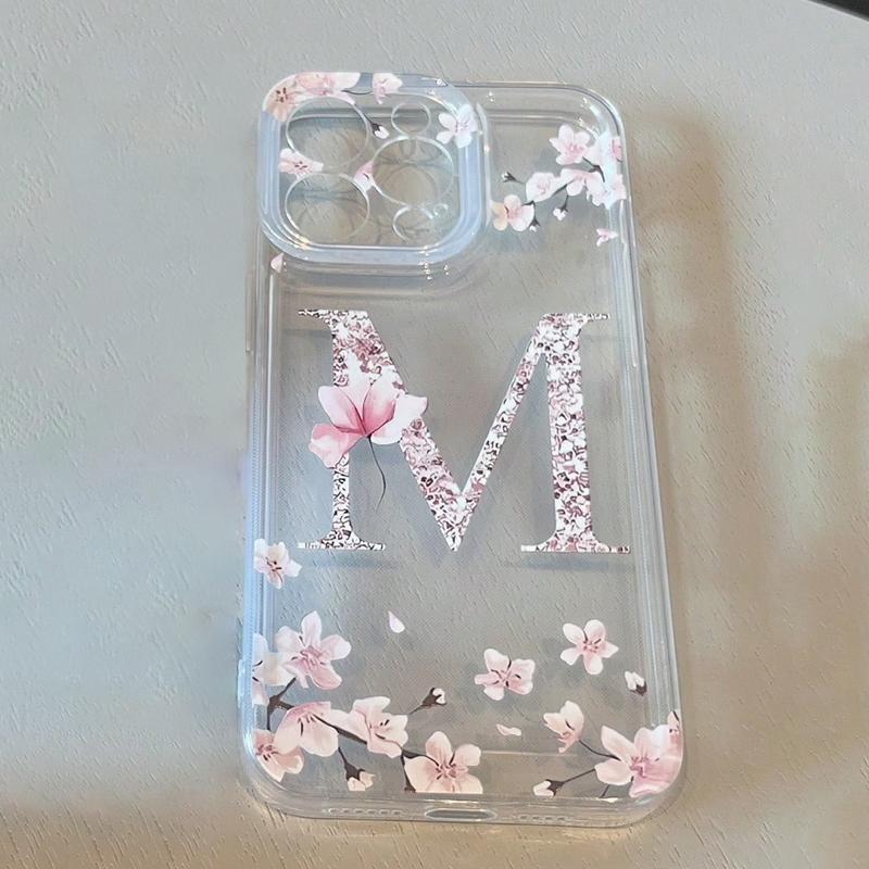 Initials Letter Pattern Phone Case, Anti-drop Decorative Phone Protector Cover, Phone Accessories Compatible with iPhone 15 14 13 12 11 Plus Pro Pro Max