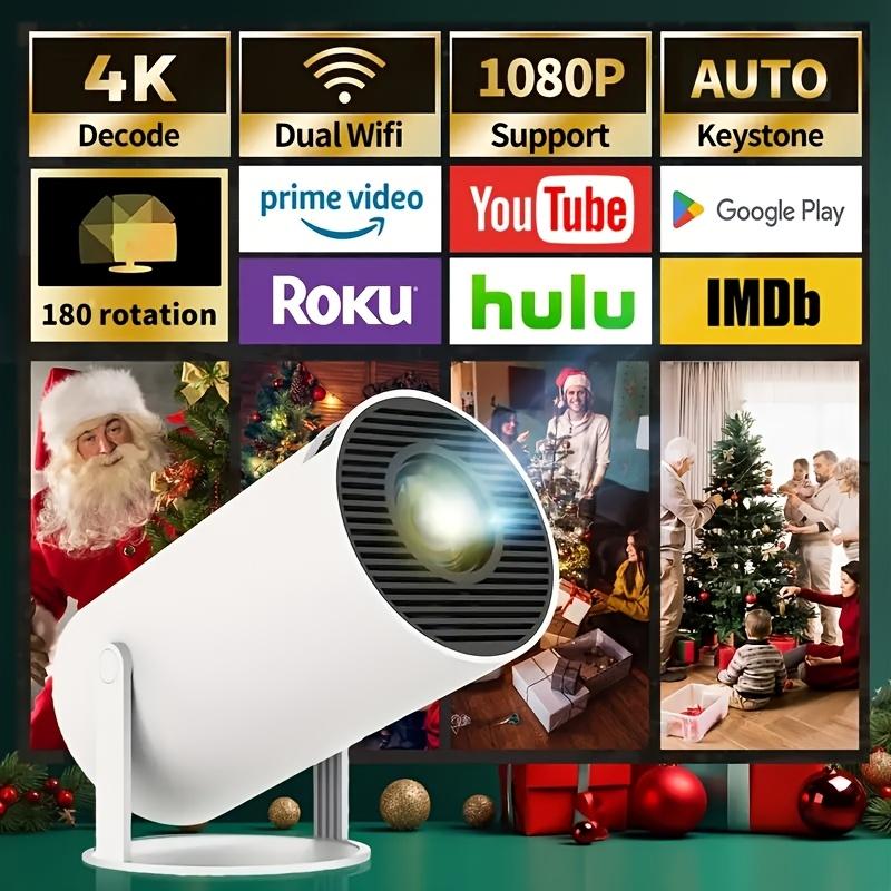 4K mini projector, ultra-portable with sharp display, Smart WiFi & wireless, adjustable screen, 180 ° rotation, USB powered