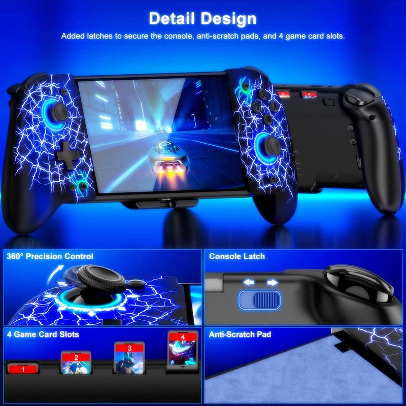 Switch Controllers, Hall Effect Joystick (No Drift) Switch Joypad for Nintendo Switch OLED, Full-Size Grip Wireless Switch Pro Controller with 9 Color Lights. Ideal for Those Who Prefer Handheld Mode