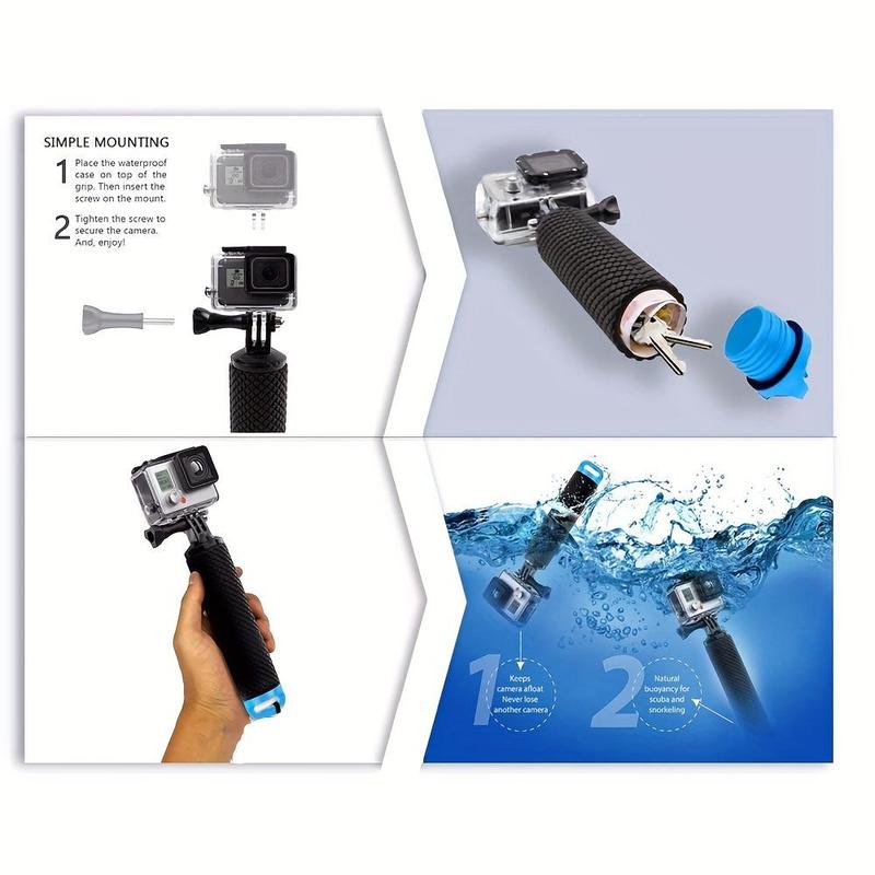 Water Float Handle Mounts, Floating Accessory for Gopro Hero 11 9 8 7 5 Xiaomi Yi 4k Sjcam DJI Osmo Action Camera, Outdoor Water Shooting Photography Accessory