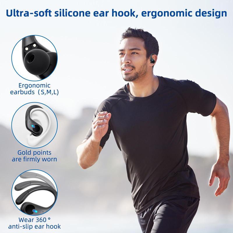 LIFEBEE Wireless Earphone, 1 Pair Over Ear Design Earbuds Headphones with LED Display, Stereo Sound Earbud for Workout Running Exercise Gym