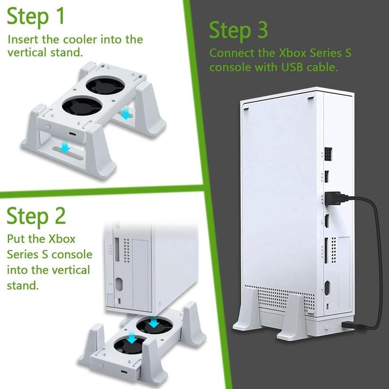 Vertical Stand with 3 Level Adjustable Speed Cooling Fan & 2 USB Ports, 1 Count Cooling Vertical Stand for Xbox Series S