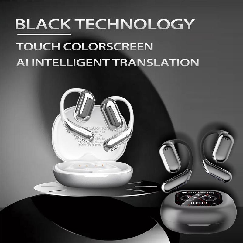 AI Wireless Bluetooth-compatible Earphone, Open-ear Design Earbuds with Real-time Translation in Over 100 Languages, Hands-free Communication Earbuds for Travel & Daily