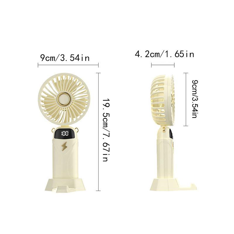 Portable 1200mAh Mini Foldable Fan, USB Rechargeable Handheld Cooling Fan, Digital Display Desktop Fan, Portable Fan for Office, Student, Outdoor, Travel