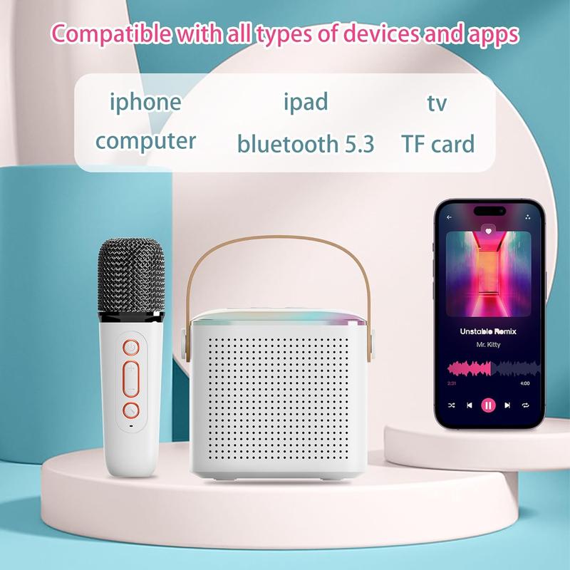 Portable Mini Karaoke Machine for Kids,Bluetooth Speaker with 2 Wireless Microphones, Christmas Birthday Gifts