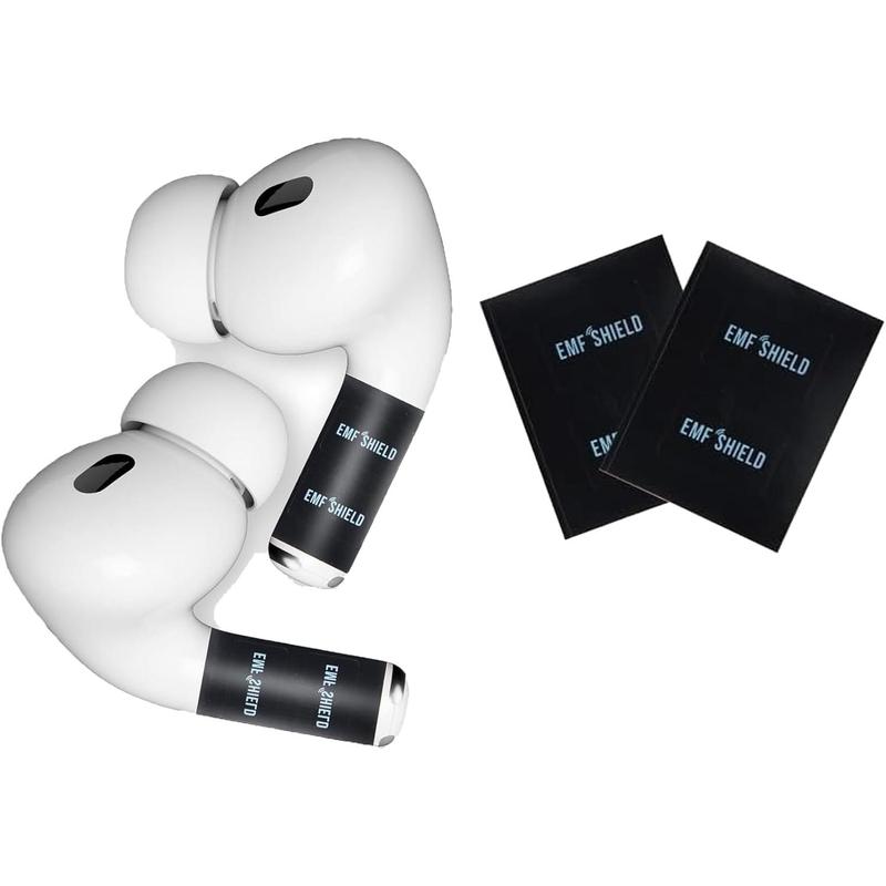 EMF Blocker Stickers for AirPods Neutralize Shield Protection for Bluetooth Headphones Cell Phones Wireless Earbuds Electronic Devices EMF Reduction Harm Defender (1 Pair White)