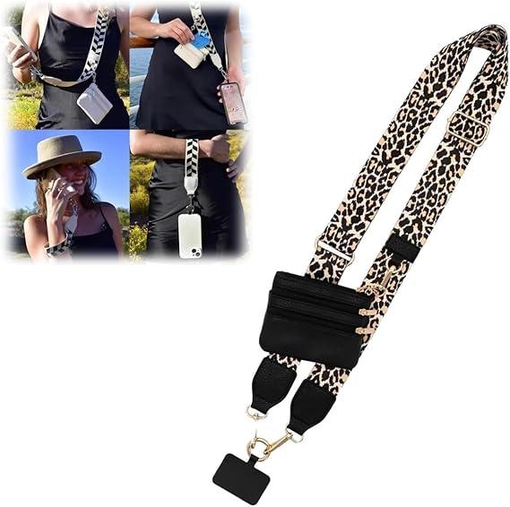 Phone Strap with Zippered Pouch, Clip and Go Strap for Phone with Wallet Crossbody, Clip and Go Strap with Pouch, Phone Strap Crossbody