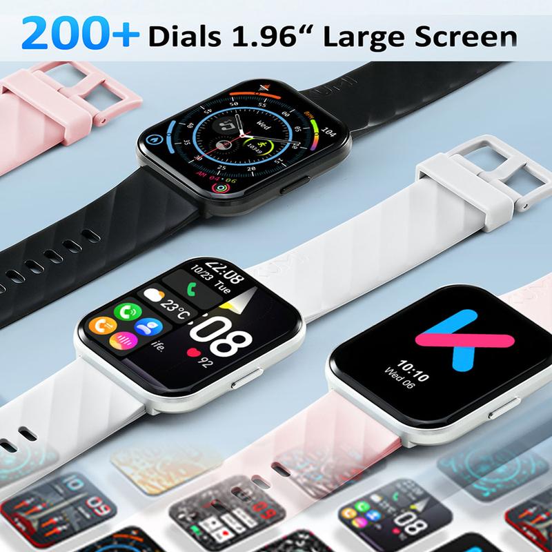 1.96'' Stylish Touchscreen Smartwatch, Waterproof, Fitness Tracker with Health Monitoring NFC Payment & 100+ Sports Modes, Compatible with iOS & Android, DIY Watch Faces, Notifications, Men & Women, $9.99