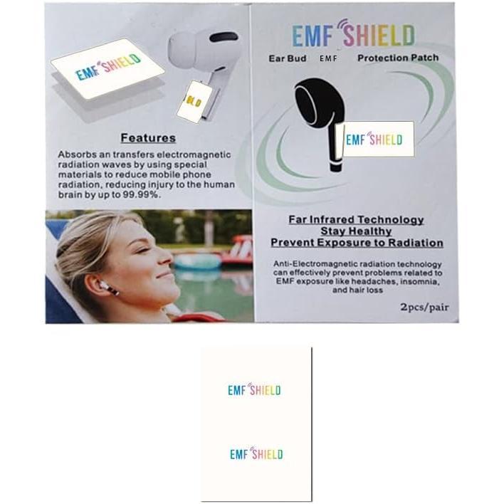 EMF Blocker Stickers for AirPods Neutralize Shield Protection for Bluetooth Headphones Cell Phones Wireless Earbuds Electronic Devices EMF Reduction Harm Defender (1 Pair White)