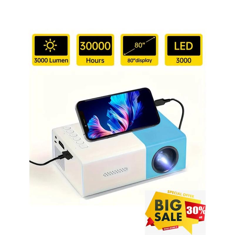 HD Video Projector, Universally Compatible, Compatible With Smartphones, Laptops, PCs, USB Flash Drives - Enhance Your Movie, TV And Gaming Experience, Suitable For Office School Meeting Presentation