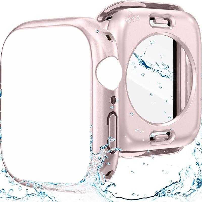 2 In 1 Anti-fall Waterproof Watch Case, 360 Angle All-Around Ultra-thin Tempered Glass Screen Protector, 1 Count Waterproof Watch Case Compatible With iWatch Series Ultra2 Ultra SE 9 8 7 6 5 4