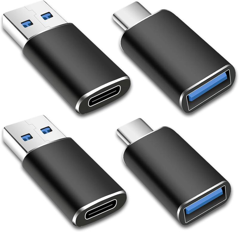 4 Pack USB to USB C OTG Adapter, 2Pack Type C Female to A Male Charger Converter 2Pack USB C Male to USB 3.0 Female Adapter Thunderbolt 4 Converter iWatch 8 9,15 14 13 Pro Max