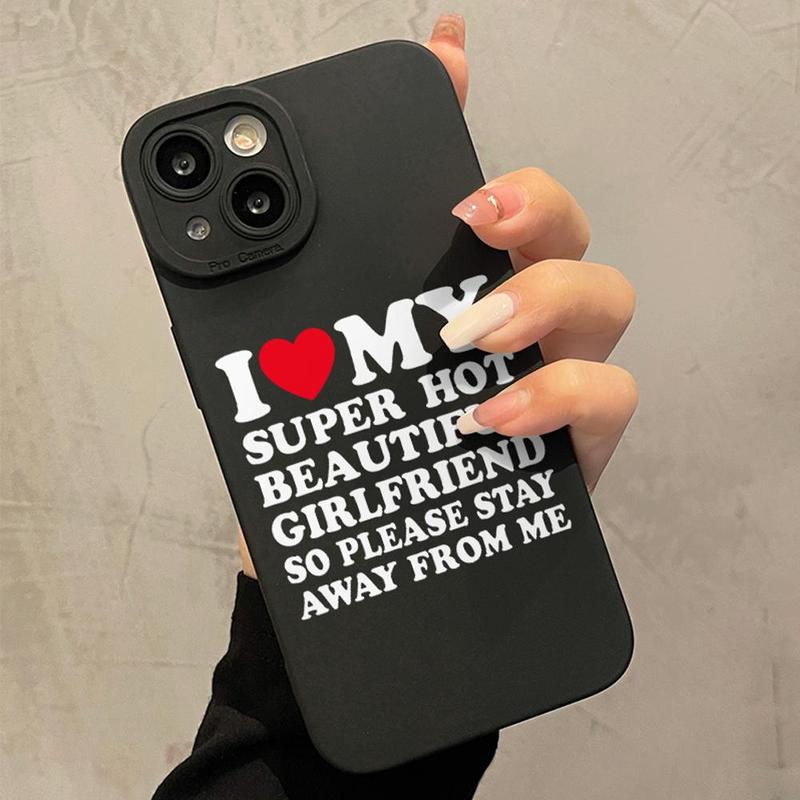 I Love My Girlfriend Pattern Phone Case, Full Body Shockproof Phone Protective Cover, Phone Accessory for iPhone 7 8 X 11 12 13 14 15 Plus Pro Max, Smartphone Case