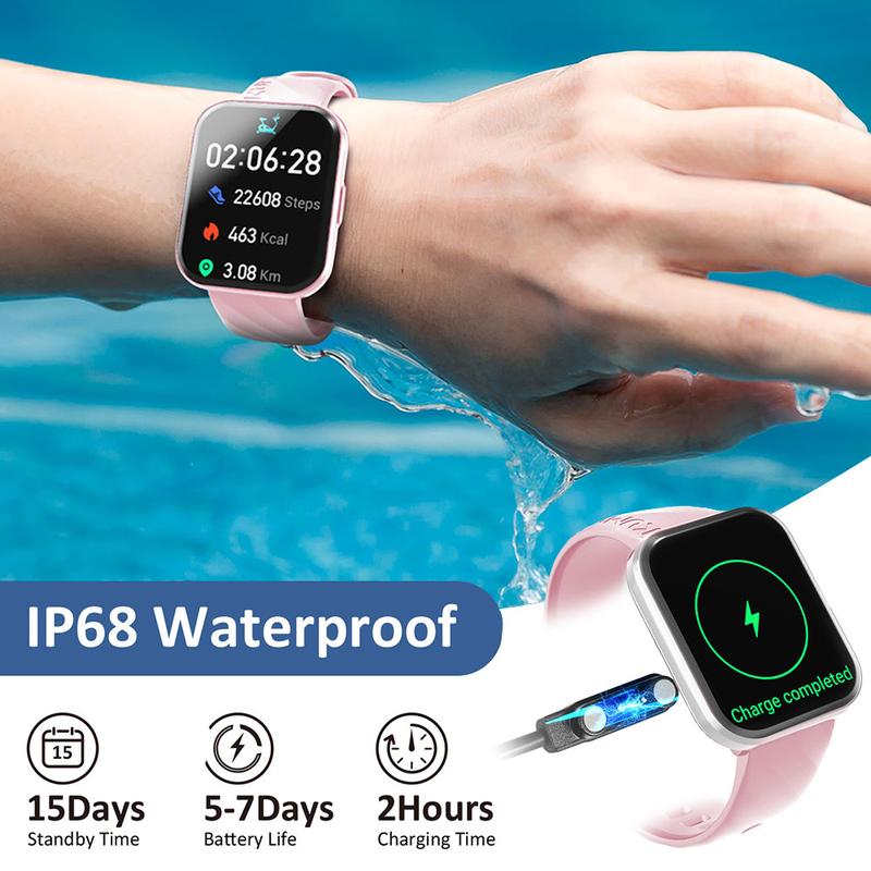 1.96'' Stylish Touchscreen Smartwatch, Waterproof, Fitness Tracker with Health Monitoring NFC Payment & 100+ Sports Modes, Compatible with iOS & Android, DIY Watch Faces, Notifications, Men & Women, $9.99