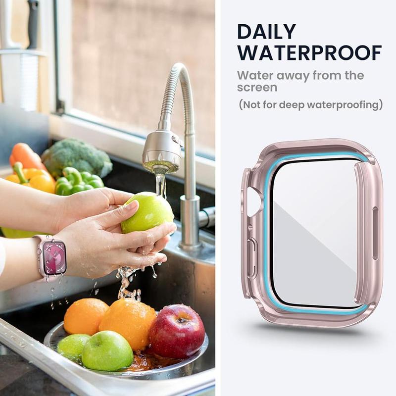 2 In 1 Anti-fall Waterproof Watch Case, 360 Angle All-Around Ultra-thin Tempered Glass Screen Protector, 1 Count Waterproof Watch Case Compatible With iWatch Series Ultra2 Ultra SE 9 8 7 6 5 4