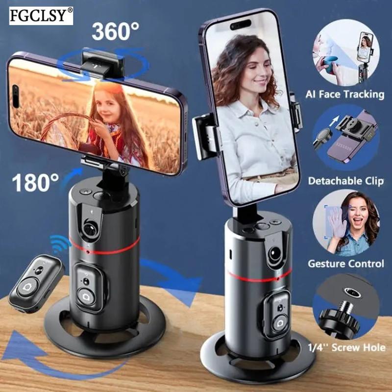 360-Degree Rotatable Selfie Stick, Desktop Face Tracking Gimbal Stabilizer with Remote Shutter, Selfie Accessories for Smartphone Live Streaming