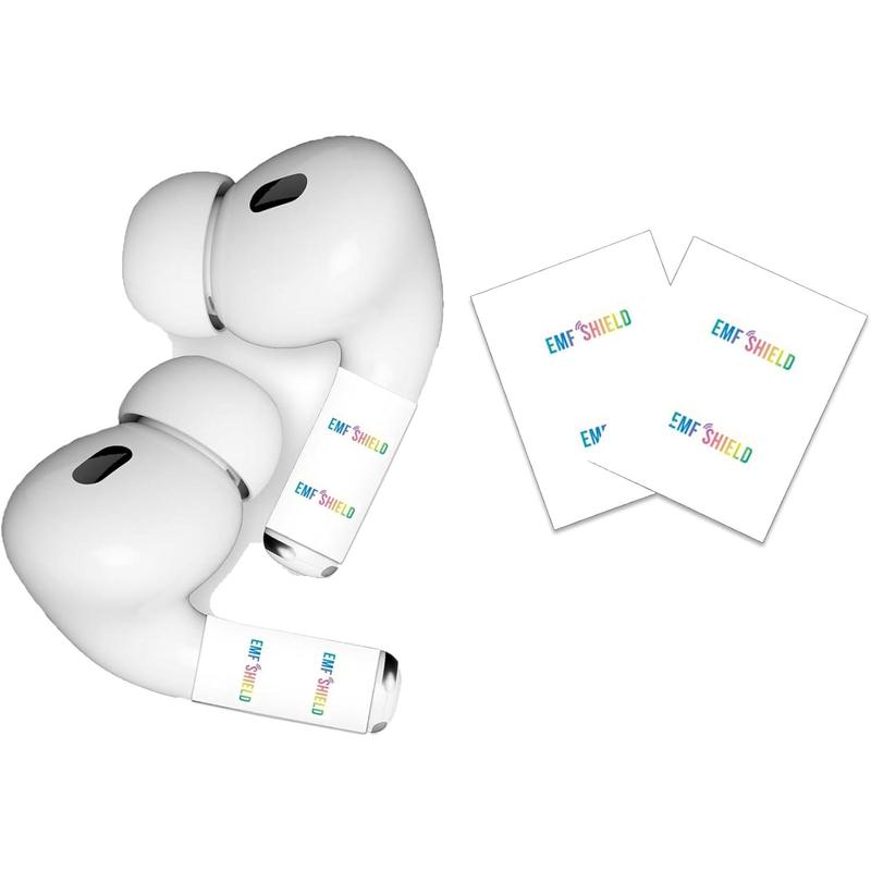 EMF Blocker Stickers for AirPods Neutralize Shield Protection for Bluetooth Headphones Cell Phones Wireless Earbuds Electronic Devices EMF Reduction Harm Defender (1 Pair White)