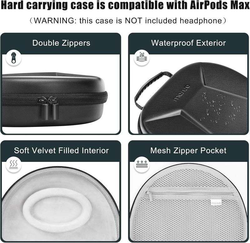 MOSISO Smart Hard Case Compatible with AirPods Max Supports Sleep Mode, Organizer Portable Travel Cover Storage Bag with Silicone Earpad Cover & Headband Cover Anti-Scratch Accessories