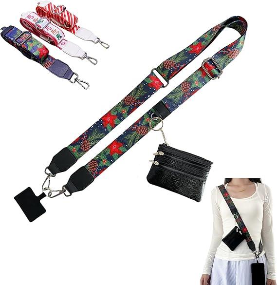 Phone Strap with Zippered Pouch, Clip and Go Strap for Phone with Wallet Crossbody, Clip and Go Strap with Pouch, Phone Strap Crossbody