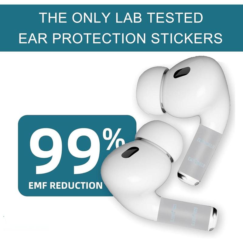 EMF Blocker Stickers for AirPods Neutralize Shield Protection for Bluetooth Headphones Cell Phones Wireless Earbuds Electronic Devices EMF Reduction Harm Defender (1 Pair White)