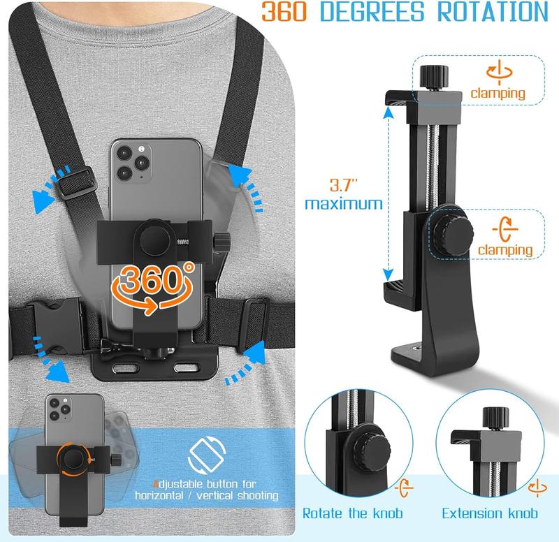 Mobile Phone Chest Strap Mount Chest Harness Holder for Action Camera and Cell Phones