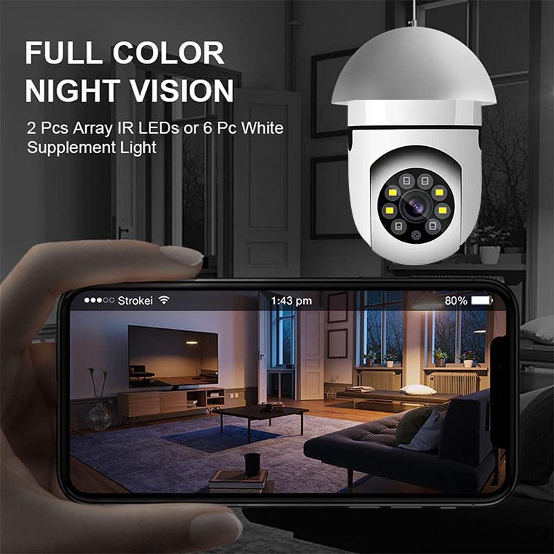 Smart Home Security Camera, 1 Count 2.4G WiFi Monitoring Camera, 1080P HD E27 Bulb Camera, Wireless Security Monitoring Camera with 355 Degree Panoramic